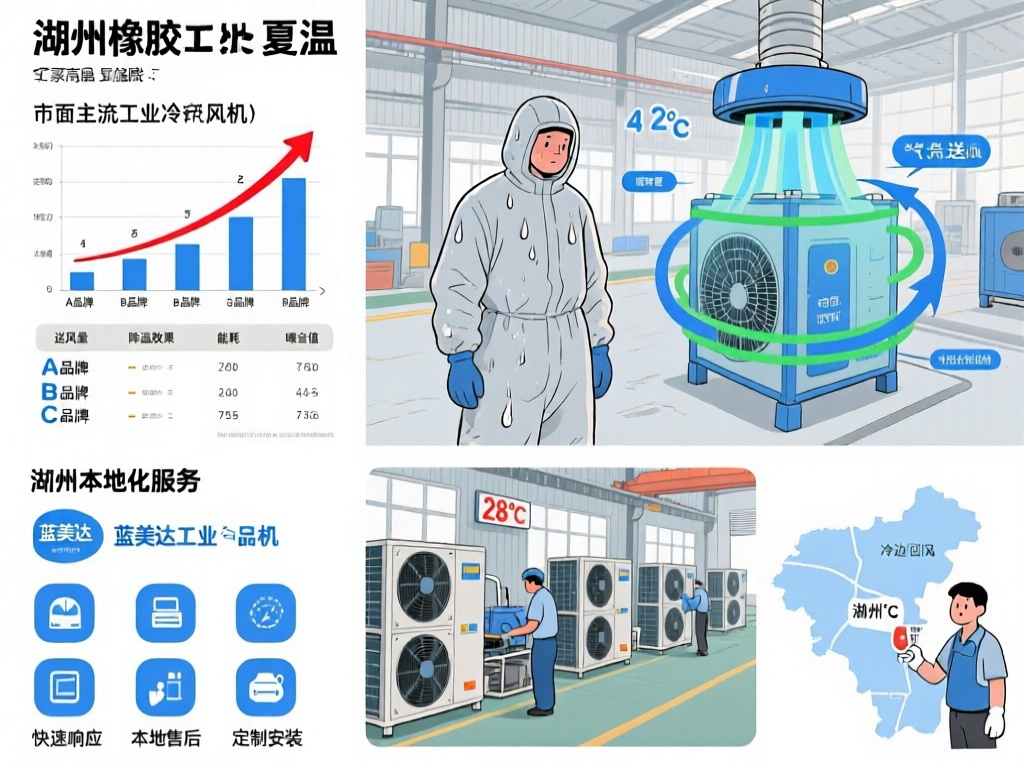 湖州橡胶车间通风降温太热怎么解决？蓝美达工业冷风机高适配方案实测