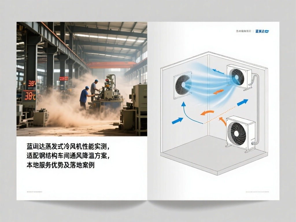 苏州钢结构车间通风降温解决方案 蓝美达蒸发式冷风机性能实测