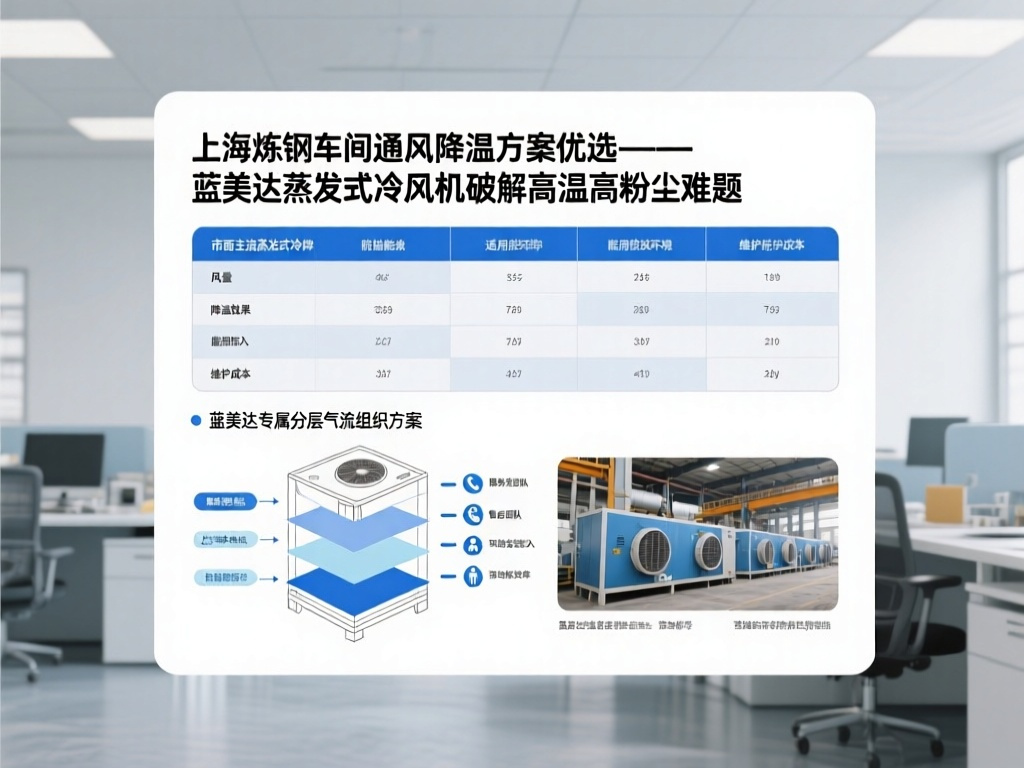 上海炼钢车间通风降温方案优选 蓝美达蒸发式冷风机破解高温高粉尘难题