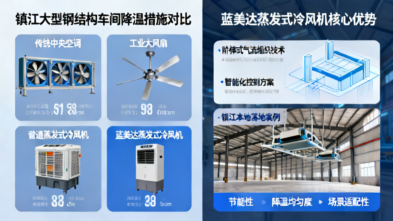 镇江大型钢结构车间降温措施 蓝美达蒸发式冷风机节能高效
